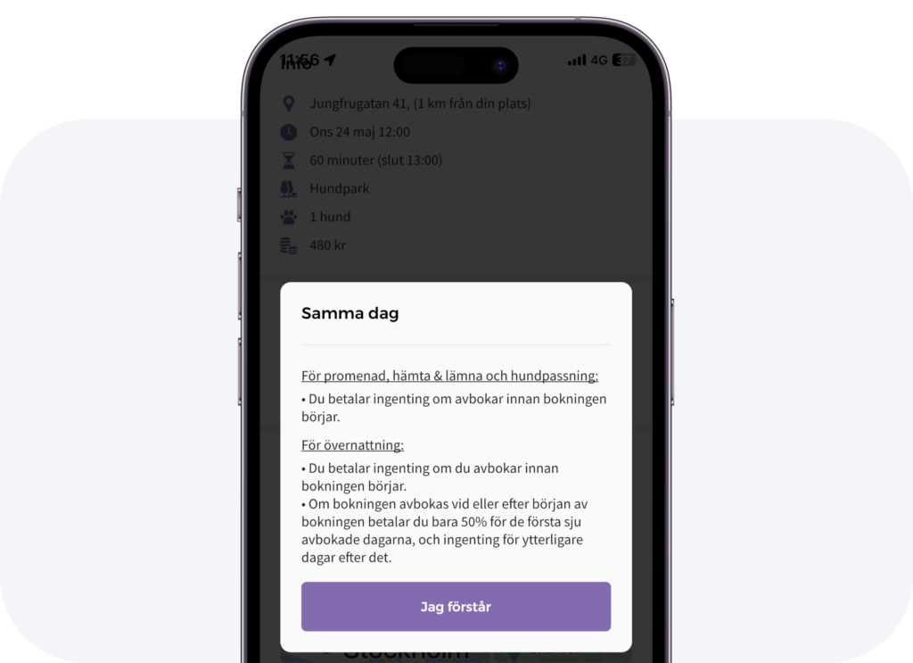 Avbokningspolicy i appen